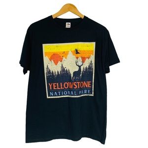 Yellowstone National Park Nature Graphic Tee with Forest Buck & Eagle